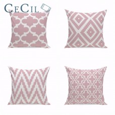 Rosa creativo geométricos de algodón de lino cojín sofá almohada Almohadones Decorativos para oficina almohada ali-08426820